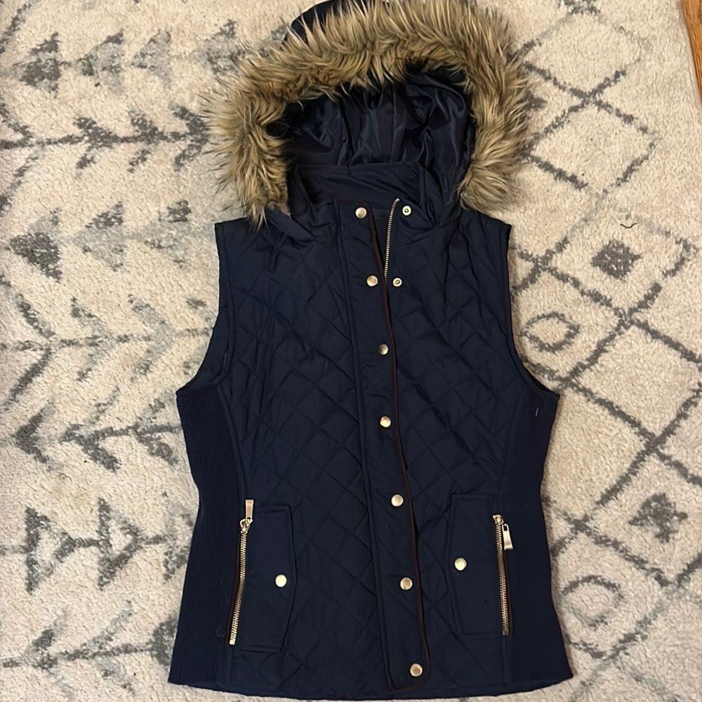 Active USA Navy Quilted Padded Vest w/Side Pockets